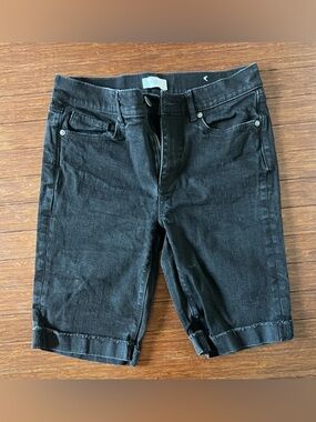 Loft Bermuda Shorts Black Rolled Cuff size 2 casual bottoms Jean shorts
